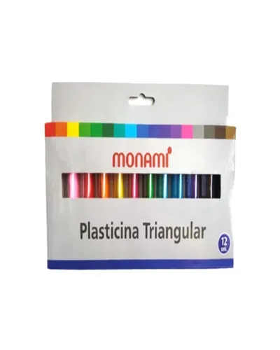 Plasticina Monami Triangular.12Col.180Gr.