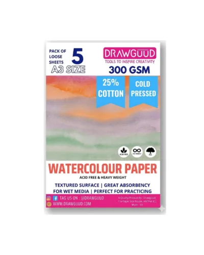 Pack A3 Watercolour Paper 5 Hojas