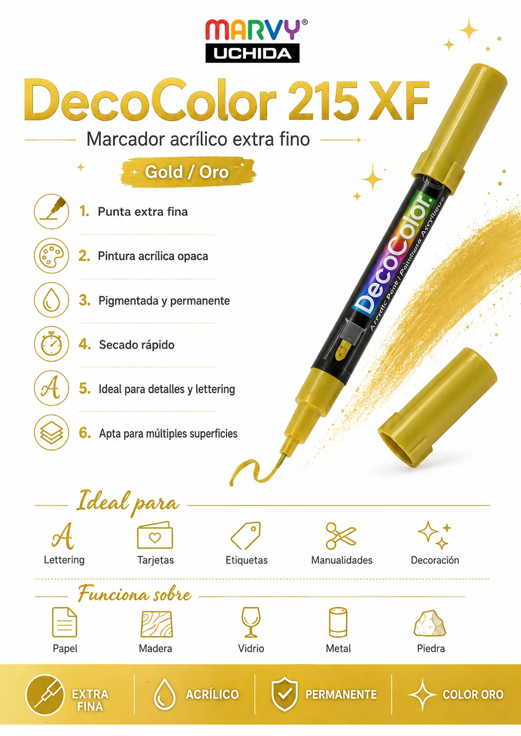 Marcador DecoColor 215 Fino Oro