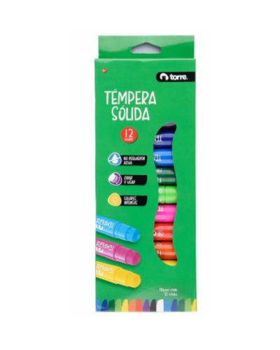 Témpera Sólida Torre 12 Colores