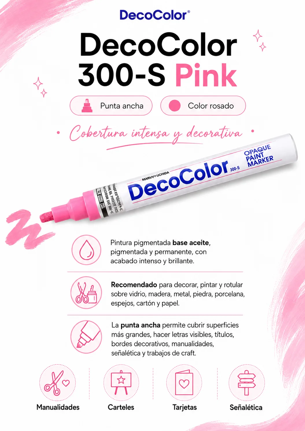 Marcador DecoColor Ancho Rosado