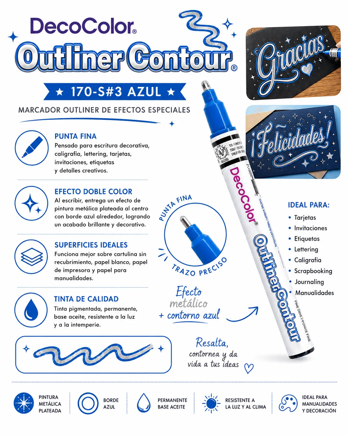 Marcador DecoColor Outliner Azul