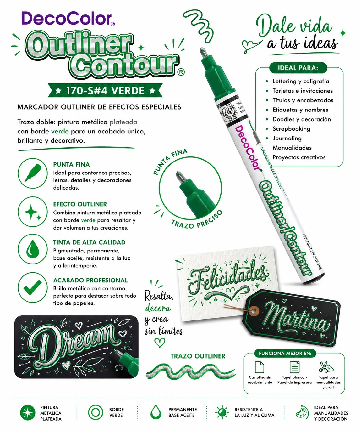 Marcador DecoColor Outliner Verde