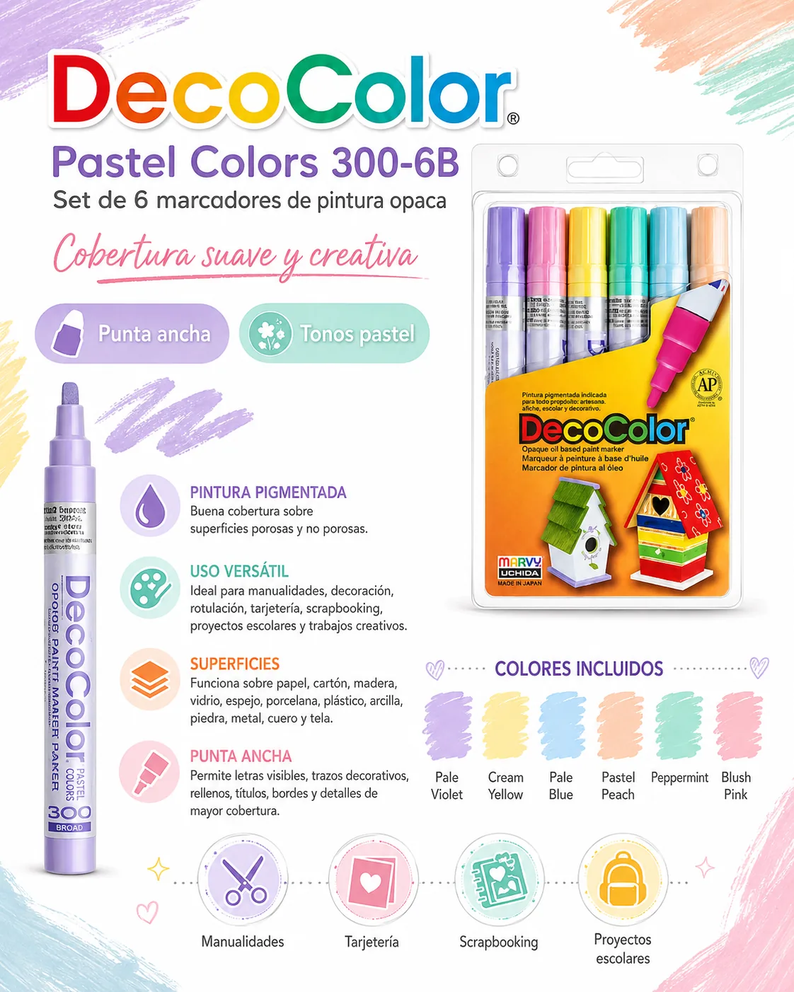 Set DecoColor Pastel 6 Unid.