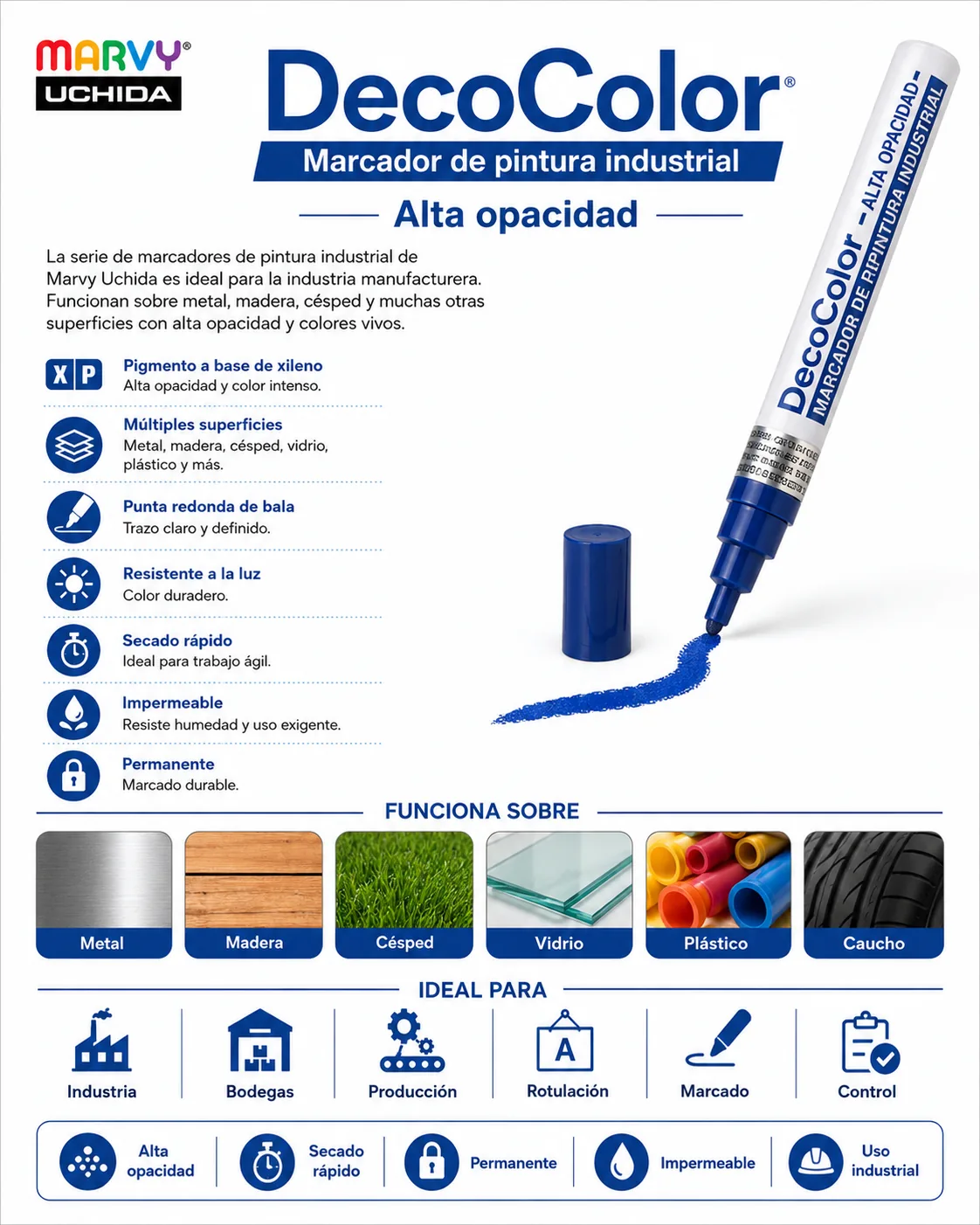 Marcador Industrial 728 Azul