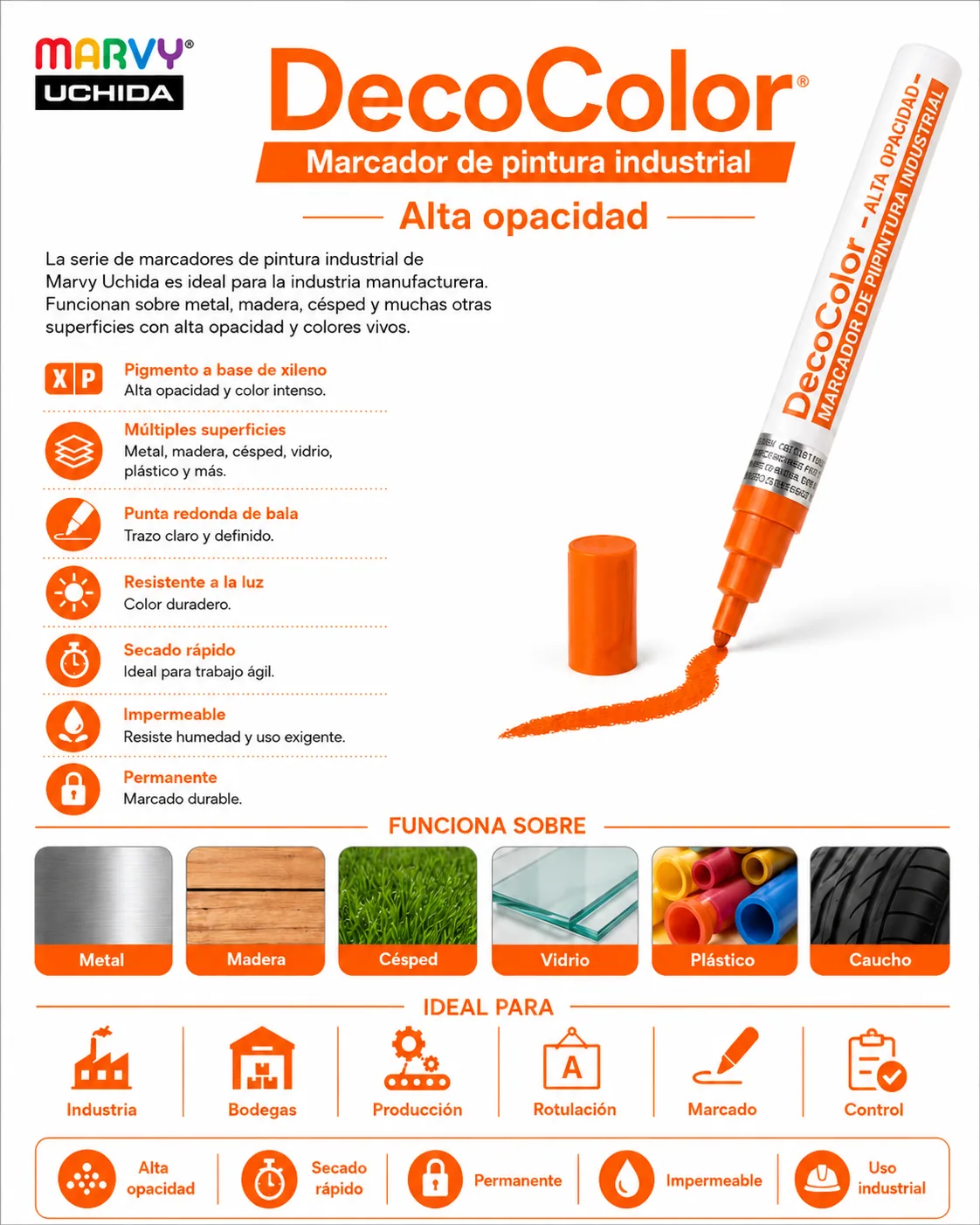 Marcador Industrial 728 Naranja