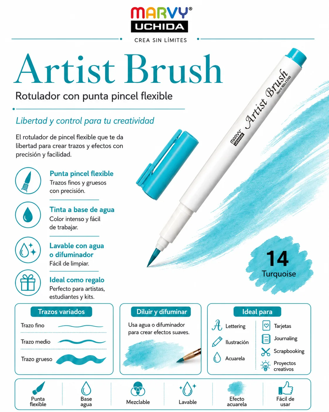 Marvy Artist Brush 14 Turquesa