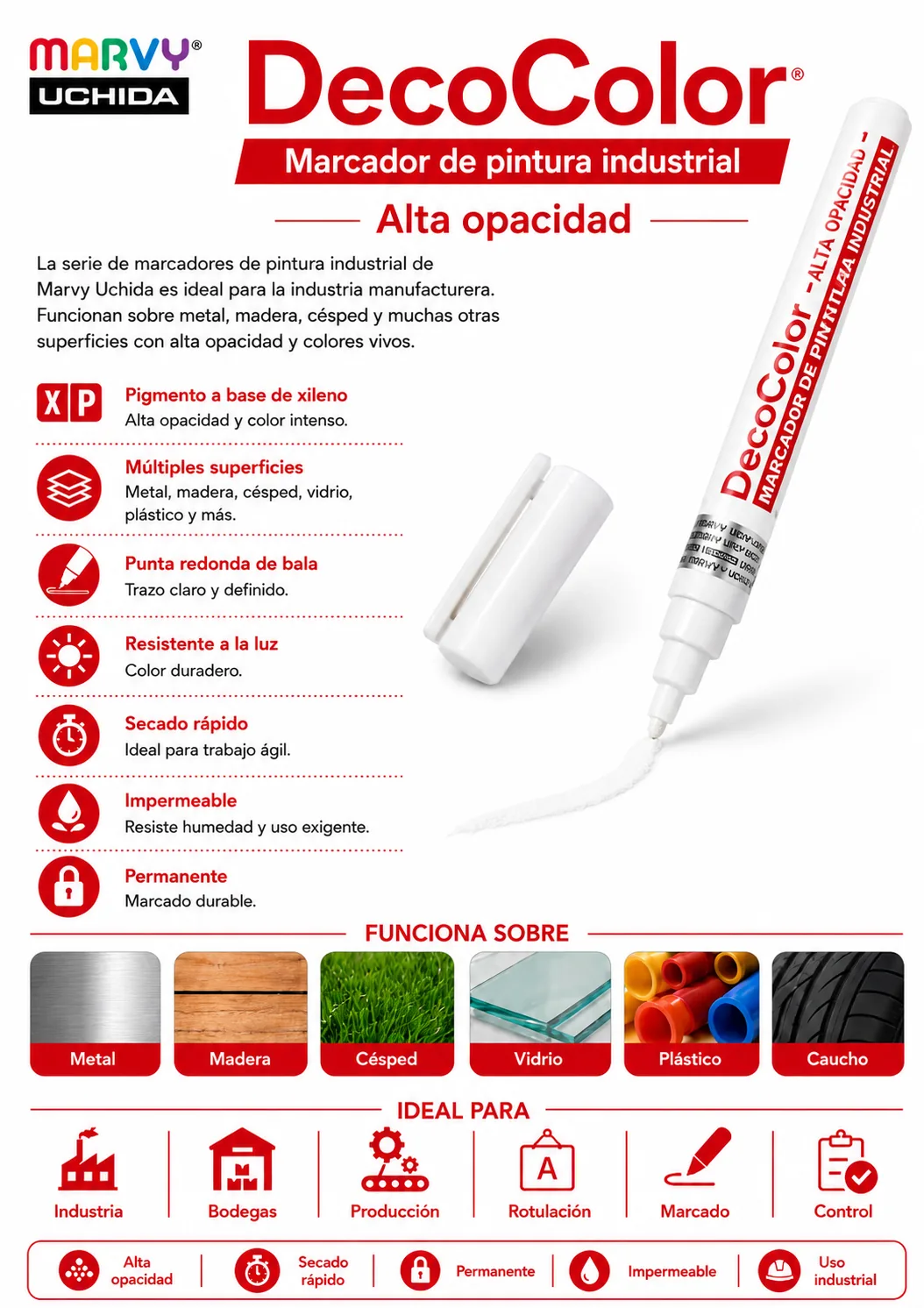 Marcador Industrial 728 Blanco